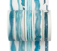 YUBX 5 Rolls Washi Tape Set Creative Basic Skinny Decorative Tapes for Arts, DIY Crafts, Bullet Journals, Planners, Scrapbooking, Wrapping (Ink Blue)
