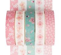 YUBX 5 Rolls Washi Tape Set Creative Basic Thin Decorative Tapes for Art, DIY Crafts, Bullet Journals, Planner, Scrapbooking, Packaging (Sakura)
