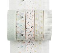 YUBX 5 Rolls Washi Tape Set Creative Basic Thin Decorative Tapes for Art, DIY Crafts, Bullet Journals, Planner, Scrapbooking, Packaging (Pine Mist)