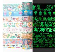 YUBX Cute Creatures Washi Tape Set 8 Rolls Luminous Glow in The Dark Decorative Masking Tapes for Arts, DIY Crafts, Journals, Planners, Scrapbook, Wrapping