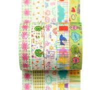 YUBX Cute Pattern Washi Tape Set 5 Rolls Glitter Cover Decorative Wide Kawaii Masking Tapes for Arts, DIY Crafts, Journals, Planners, Scrapbook, Wrapping (11 Girly Mix)
