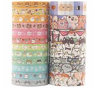 YUBX Cute Washi Tape Set 18 Rolls Gold Embellishment Kawaii Decorative Masking Tapes for Arts, DIY Crafts, Journals, Planners, Scrapbook, Wrapping (Puppies)