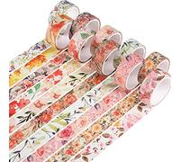 YUBX Flower Washi Tape Set Decorative Paper Masking Tape for Scrapbooking Craft DIY (Warm Tone)