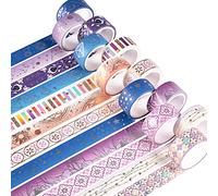 YUBX Gold Washi Tape Set VSCO Silver Decorative Tape for DIY Crafts, Bullet Journals, Planners, Scrapbooking, Wrapping 15mm Wide (Starry Night 12 Roll)