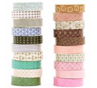YUBX Simple Geometric Washi Tape Set 20 Rolls Minimal Patterns Decorative Thin Masking Tapes for Arts, DIY Crafts, Journals, Planners, Scrapbook, Wrapping (3 Jewel Tone)