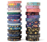 YUBX Skinny Galaxy Washi Tape Set 30 Rolls Gold Foil Decorative Starry Space Masking Tapes for Arts, DIY Crafts, Journals, Planners, Scrapbook, Wrapping