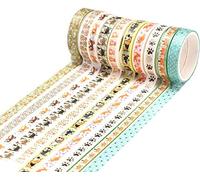 YUBX Skinny Gold Washi Tape Set Foil Decorative Tape for DIY Crafts, Bullet Journals, Planners, Scrapbooking, Wrapping (Dog Theme)