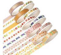 YUBX Skinny Gold Washi Tape Set Foil Decorative Tape for DIY Crafts, Bullet Journals, Planners, Scrapbooking, Wrapping (Fruit Theme)