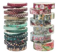 YUBX Vintage Christmas Washi Tape Set 24 Rolls Silver & Gold Foil Masking Tape Retro Decorative for Arts, DIY Crafts, Journal Supplies, Planners, Scrapbook, Gift Wrapping
