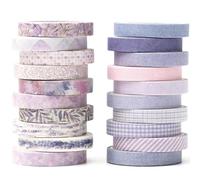 YUBX Vintage Washi Tape Set 20 Rolls Skinny Retro Decorative Antique Patterns Masking Tapes for Arts, DIY Crafts, Journals, Planners, Scrapbook, Wrapping (Purple)
