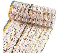 YUBX Washi Tape 24 Rolls Masking Tape 5 mm Wide Decorative Gold Foil Printed for Scrapbooking, Crafts, Bullet, Journal, Planning, Gifts, Decoration (Candy 24)
