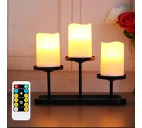 yucanucax 3Pack Pillar Candle with Holder,Remote Control Candles flameless Candles , （2.6" D X4 H ） Plastic Flickering with Timer by 3AAA Batteries(not Included)