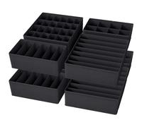 Yucch Set of 8 Drawer Organisers - Complete Space-Saving Underwear Storage Solution for Clothes, Bras, Socks, and Ties - Fabric Drawer Dividers & Bra Organiser Boxes for Closet & Wardrobe, Black