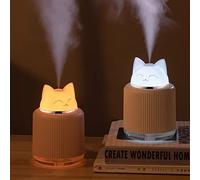 YUCHAO WONDER Mini Humidifier-Cute Cat Mist Humidifier for Kids Bedroom, Small Ultrasonic humidifier for Home Car Office with USB 2 LED Colors, Waterless Auto Shutoff, Quiet 300ml (White)
