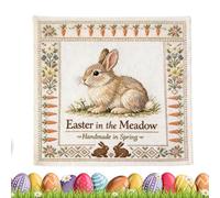 yuchdzexu Bunny Spring Embroidery Kit,Easter Meadow Cross Kit,Embroidered Animal Artwork,Printed Easter Cross Wall Art DIY