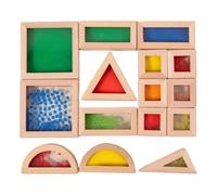yuchdzexu Sensory Blocks - 15-Piece STEM Wooden Sorting Learning,Preschool Sensory Brick Sorting Toys,for Boys Girls Classroom Home Kindergarten Travel Play Education