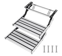 YUCHENGTECH Manual Motorhome Step Folding Caravan Steps Retractable Aluminium Alloy RV Step 150kg Load Capacity Thickened Steel Trailer Steps Non-Slip Design for RV Trailer Camper Motorhomes (2 Steps)