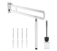 YUCHENGTECH Toilet Grab Rail 75x70cm Foldable Drop Down Toilet Rails Bathroom Stainless Steel Fold Down Handicap Toilet Grab Bars with Leg Anti-Slip Fluorescence Rings for Elderly Disabled Pregnant