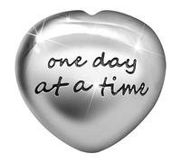 Yuchew Anxiety Worry Stones One Day at a Time Soothing Stones Thumb Stone Inspirational Lucky Gift for Yourself, Parent, Family, Friend (Medium, Silver Glossy, 1)