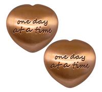 Yuchew Anxiety Worry Stones One Day at a Time Soothing Stones Thumb Stone Inspirational Lucky Gift for Yourself, Parent, Family, Friend (Medium, Copper Color, 2)