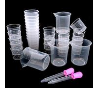 YuChiSX 35 Pack DIY Clear Plastic Measuring Cups,Kitchen Lab Clear Plastic Graduated Beaker Measuring Cups Tool for Mixing Paint, Stain, Epoxy, Resin