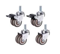 YUCHUANGYE Castor Wheels 4Pcs/Set 2” Heavy Duty Swivel Stem Rubber Caster Wheels M12 X 25mm Locking Casters Replacement Casters For Furniture Casters Wheels(Set 1)