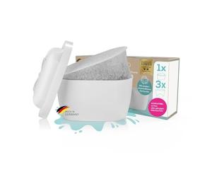 Yucona water filter starter kit for 3 months, all common filter jug systems | Reusable water filter cartridge, 96% plastic saving, activated carbon made from coconut shells | Made in Germany