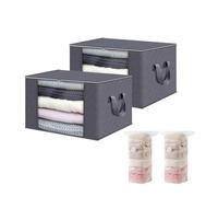 Yucong 2 Pack Large Storage Bags and 2 Pcs/Set Vacuum Compression Bags - Quilt Storage Bag King Size for Bedding, Clothes, Pillows, Blankets (Grey Storage Bag, 90 L-Storage Bag)