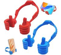 YuCool 2 Pack Thumb Up Lazy Phone Stand Gifts for Christmas, Adjustable Cell Phone Holder for Desk,Cellphone Holder Smartphone Stand Holder for Christmas Kids Men Women Wife-blue+red