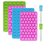 YuCool 4 Pack Gumdrop & Chocolate Molds, Gummy Bear Candy Molds with 2 Bonus Droppers - Heart, Bear