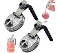 YuCool Wide Mouth Mason Jar Pour Spout Lids Stainless Steel with Handle, Flip Cap Lids for Mason Jars, Leak Proof Seal Cover Cap, Pack of 2