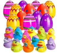 Yucoolili Easter Eggs Hunt 12pcs Surprise Eggs Pre Filled with Rubber Ducky Bath Toy for Kids,Easter Party Favors Set Easter Toy Gift for Kids Easter Decorations Basket Stuffers Filler