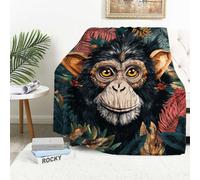 YucZiken Tropical Monkey Leaves Throw Blanket | Modern Jungle Animal Decor | Lightweight and Cozy Fleece | Holiday and Birthday Gift Idea for Men and Women | 40x50 Inches