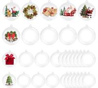YUDAEE 30Pcs Clear Baubles for Craft Christmas Tree Decorations Baubles Fillable Baubles Empty Plastic Bauble to Fill Transparent Christmas Balls for Xmas New Year Party Theme Decor, 4cm/5cm/6cm