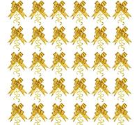 YUDANSI 30Pc Gift Wrapping Pull Bows, 40cm Pull Bow Ribbon Bows with 2 Gold Yarn, Decorative Bows for Christmas New Year Valentine's Day Birthday Present Wedding Car Decoration, Basket Wrap Gift Bows