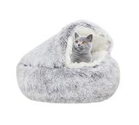YUDANSI Cat Bed, 40cm Covered Bed for indoor outdoor Cats Calming Down,Burrowing Cat Small Dog Bed with Large Hood for Anti Anxiety, Non-Slip Plush Faux Fur Nest with Ceiling Kitten Puppy Pet Bed