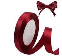 YUDANSI Gift Wrapping Ribbons, 10mm Wide Total 23 Meters Dark Red Satin Ribbon Hair Bows, Gift Wrap Sew for Christmas Birthday Valentine Ribbons Bow, Wedding Car Ribbon