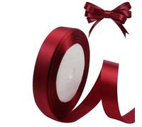 YUDANSI Gift Wrapping Ribbons, 15mm Wide Total 23 Meters Dark Red Satin Ribbon Hair Bows, DIY Crafts Gift Wrap Sew for Christmas, Birthday Valentine Party Decorations Bow, Wedding Car Ribbon