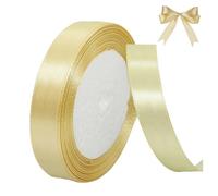 YUDANSI Gift Wrapping Ribbons, 20mm Wide 23 Meters Light Champagne Satin Ribbon Hair Bows, Gift Wrap Sew for Christmas Birthday Valentine Ribbons Bow, Wedding Car Ribbon