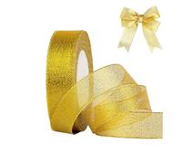 YUDANSI Gift Wrapping Ribbons, 20mm Wide Total 23 Meters Clear Gold Satin Ribbon Hair Bows, DIY Crafts Gift Wrap Sew for Christmas, Birthday Valentine Party Decorations Bow, Wedding Car Ribbon