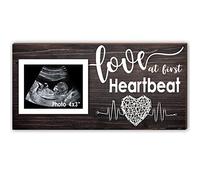 Yudarte New Mom Gifts - Pregnancy Announcements Baby Ultrasound Picture Frame - Love at First Heartbeat Sonogram Photo Frame 4x3 Inches - Baby Nursery Decor for First Time Parents
