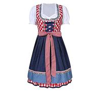 YUDATPG Bavarian Oktoberfest Costume Women German Traditional Oktoberfest Outfits Dirndl Dress Carnival Halloween Bar Waitress Cosplay Beer Maid Fancy Dress Maid Plaid Costume (Red, L)