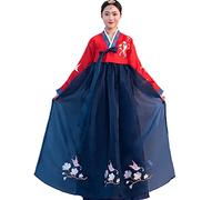 YUDATPG Long Sleeve Hanbok Women Dress Set Outfit Korean Traditional Palace Wedding Dance Cosplay Halloween Costume (as8, Alpha, l, Regular, Regular, Red Blue)