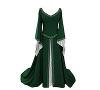 YUDATPG Medieval Dress for Women Halloween Costume Gothic Gown | Vintage V-Neck & Flared Long Sleeves，Perfect for Themed Party, Cosplay