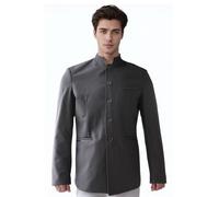 YUDATPG Men's Chinese Casual Suit Front Button Blazer Jackets Business Sport Coats Chinese Traditional Uniform (UK, Alpha, S, Regular, Regular, Black)