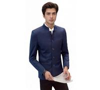 YUDATPG Men's Chinese Casual Suit Front Button Blazer Jackets Business Sport Coats Chinese Traditional Uniform (UK, Alpha, S, Regular, Regular, Navy)