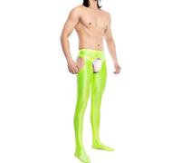 YUDATPG Men's Seamless Cutout Tights Leggings Activewear Glossy Pantyhose Suspender Stockings Hollow Out Hole Long Trousers (UK, Alpha, L, Regular, Regular, Green)