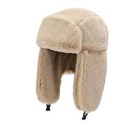 YUDATPG Women Bomber Hat Faux Fur Trapper Hat Warm for Unisex Windproof Ski Cap Thicken Clasp Earflap Thermal Aviator Cycling Ear Flap Hunting Hat (Khaki)
