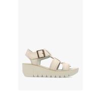 Yudd Off White Leather Wedge Sandals - Camel Leather / 40