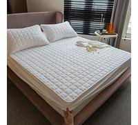 YUDEYU Fitted Sheet Soft Cotton Fabric Bedspreads Cover Quilted Thicken Toppers Mattress Protectors (Color : White, Size : 135x200cm/high 26-36cm)